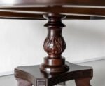 Regalwyn | Solid Rosewood Round Centre Table with Carved Pedestal, Curved Cabriole Legs & Brass Accents in Natural Dark Wood Finish – Wooden Slice - Image 5