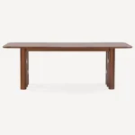 Orvello | Solid Acacia Wood 6 Seater Dining Table with Sculptural Arch Legs in Natural Brown Finish – Wooden Slice - Image 4
