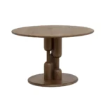 Column & Curve | Solid Wood Round Dining Table with Sculptural Pillar Base in Dark Brown Finish – Wooden Slice - Image 3