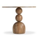 Orbelle | Solid Wood Round Dining Table with Stacked Sphere Pedestal in Natural Finish – Wooden Slice - Image 3