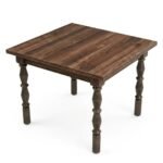 Tavernelle | Solid Wood Square Dining Table with Traditional Turned Legs in Rustic Brown Finish – Wooden Slice - Image 3