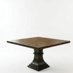Bastion | Solid Wood Square Dining Table with Sculptural Tapered Pedestal in Dark Brown Finish – Wooden Slice - Image 3