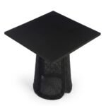 Canestra | Acacia Wood & Rattan Dining Table with Woven Pedestal in Black Finish – Wooden Slice - Image 3