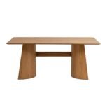Sorell | Solid Wood 6 Seater Dining Table with Sculptural Curved Panel Legs in Natural Finish – Wooden Slice - Image 3