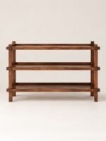 Tashvian | Solid Mango Wood Console Table with Three Open Shelves & Traditional Joinery Design in Natural Brown Finish – Wooden Slice - Image 2