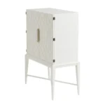 Elarvique | Solid Wood Bar Cabinet with Geometric Raised Panels and Sleek Legs in White Finish – Wooden Slice - Image 3