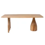Arch & Form | Solid Wood 6 Seater Dining Table with Sculptural Arch Legs in Natural Beige Finish – Wooden Slice - Image 3