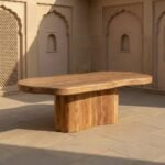 Solstice | Solid Wood Oval Dining Table with Sculptural Pedestal Base in Natural Finish – Wooden Slice - Image 3