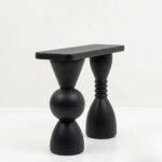 Zorvian | Solid Wood Console Table with Sculptural Geometric Legs in Black Finish – Wooden Slice - Image 3
