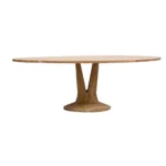 Solstice Grove | Solid Acacia Wood Oval Dining Table with Sculptural Pedestal Base in Natural Finish – Wooden Slice - Image 2