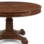 Carvoria | Solid Sheesham Wood Round Dining Table with Hand-Carved Floral Detailing and Ornate Pedestal Base in Natural Brown Finish – Wooden Slice - Image 3