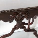 Scrollhaven | Rosewood Rectangular Dining Table with Ornate Floral Carvings and Cabriole Legs in Natural Gold Finish – Wooden Slice - Image 3