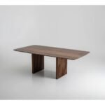 Thalvyn | Solid Wood Rectangular Dining Table with Rounded Corners and Fluted Panel Legs in Natural Brown Finish – Wooden Slice - Image 3