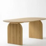 Orelvyn | Solid Wood 6 Seater Oval Dining Table with Curved Legs in Natural Finish – Wooden Slice - Image 2