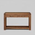 Corvane | Solid Acacia Wood Console Table with 2 Drawers & Open Shelf in Natural Finish – Wooden Slice - Image 2