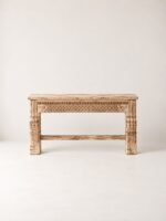 Rajvanshika | Solid Mango Wood Console Table with Traditional Rajasthani Hand Carvings & Pillar Legs in Sand-Washed Natural Finish – Wooden Slice - Image 2