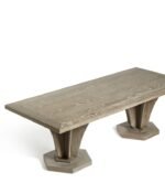 Elysian Solid Mango Wood Pedestal 6 Seater Dining Table in Burnt Oak Finish – Wooden Slice - Image 3