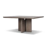 Grevano | Solid Oak Wood Square Dining Table with Sculptural Panel Base in Grey Finish – Wooden Slice - Image 2