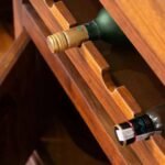 Kestrelune | Solid Sheesham Wood Bar Cabinet with Top Glass Holder and Multi-Section Wine Storage in Natural Finish – Wooden Slice - Image 4