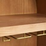 Aurembelle | Solid Wood Arched Bar Cabinet with Glass Doors, Wine Cubbies and Drawers in White & Natural Wood Finish – Wooden Slice - Image 4