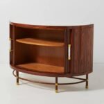 Zelvarique | Solid Wood Curved Fluted Bar Cabinet with Brass Accents and Sculpted Front in Rich Brown Finish – Wooden Slice - Image 4