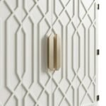 Elarvique | Solid Wood Bar Cabinet with Geometric Raised Panels and Sleek Legs in White Finish – Wooden Slice - Image 4
