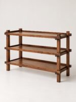 Tashvian | Solid Mango Wood Console Table with Three Open Shelves & Traditional Joinery Design in Natural Brown Finish – Wooden Slice - Image 4