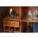 Chevronique | Solid Mango Wood Bar Cabinet with Chevron-Ribbed Doors and Black Metal V-Legs in Natural Finish – Wooden Slice - Image 4