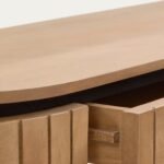Virello | Solid Oak Wood Console Table with Fluted Curved Legs & Open Shelf in Natural Finish – Wooden Slice - Image 6