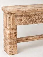 Rajvanshika | Solid Mango Wood Console Table with Traditional Rajasthani Hand Carvings & Pillar Legs in Sand-Washed Natural Finish – Wooden Slice - Image 3