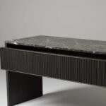 Oryndel | Solid Oak Wood & Emperador Marble Console Table with 2 Drawers in Black Finish – Wooden Slice - Image 4