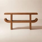 Thornwick | Acacia Wood Console Table with Sculptural Curved Side Accents & Open Shelf in Natural Finish – Wooden Slice - Image 2