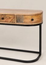 Mavero | Solid Mango Wood Console Table with 3 Drawers & Black Iron Frame in Natural Finish – Wooden Slice - Image 3