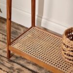 Canevra | Solid Sheesham Wood Console Table with Handwoven Cane Lower Shelf, Tapered Legs & Minimalist Design in Natural Wood Finish – Wooden Slice - Image 3