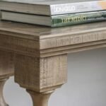 Varenzo | Solid Sheesham Wood Console Table with Turned Pillar Legs in Rustic Brown Finish – Wooden Slice - Image 2