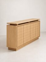 Torvessa | Solid Wood Console Table with Geometric Grooved Front & Raised Top in Natural Finish – Wooden Slice - Image 3