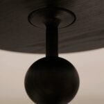 Spherelle | Solid Wood Round Accent Table with Sculptural Stacked Sphere Pedestal & Circular Base in Light Walnut Finish – Wooden Slice - Image 4