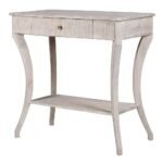 Ivoryelle | Solid Wood Console Table with Fluted Drawer Front, Gracefully Curved Legs & Open Lower Shelf in Distressed Whitewash Finish – Wooden Slice - Image 4