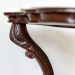 Victorian Crest | Solid Rosewood Oval Dining Table with White Marble Top, Ornately Carved Pedestal & Cabriole Legs in Natural Dark Wood Finish – Wooden Slice - Image 5