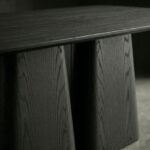 Veylorn | Solid Wood 6 Seater Dining Table with Dual Sculptural Pedestal Base in Charcoal Black Finish – Wooden Slice - Image 4