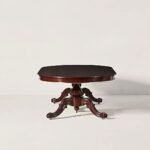 Oradea | Solid Wood 6 Seater Dining Table with Curved Double Pedestal Legs in Dark Brown Finish – Wooden Slice - Image 4