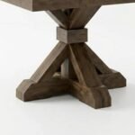 Veydrik | Solid Wood Square Dining Table with Sculptural X-Pedestal Base in Natural Brown Finish – Wooden Slice - Image 4