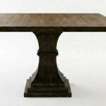 Bastion | Solid Wood Square Dining Table with Sculptural Tapered Pedestal in Dark Brown Finish – Wooden Slice - Image 4