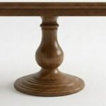 Turnwell | Solid Wood Square Dining Table with Sculptural Turned Pedestal in Warm Brown Finish – Wooden Slice - Image 4