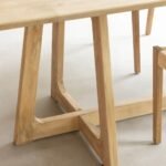 Treston | Solid Wood 6 Seater Dining Table with A-Frame Trestle Base in Natural Finish – Wooden Slice - Image 4
