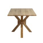 Crosshaven | Solid Acacia Wood 6 Seater Dining Table with X-Shaped Trestle Base in Natural Finish – Wooden Slice - Image 3