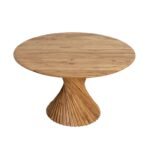 Twistwood | Solid Acacia Wood Round Dining Table with Sculptural Twisted Pedestal Base in Natural Finish – Wooden Slice - Image 4