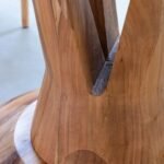 Solstice Grove | Solid Acacia Wood Oval Dining Table with Sculptural Pedestal Base in Natural Finish – Wooden Slice - Image 4