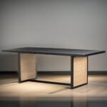Wovenridge | Solid Mango Wood 6 Seater Dining Table with Natural Cane Panel Legs in Black Stained Finish – Wooden Slice - Image 3
