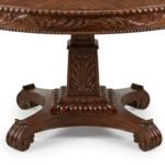 Carvoria | Solid Sheesham Wood Round Dining Table with Hand-Carved Floral Detailing and Ornate Pedestal Base in Natural Brown Finish – Wooden Slice - Image 4